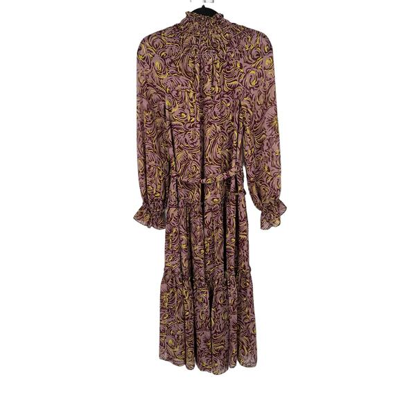 Cinq a Sept dress Amari rose print long sleeve chiffon midi size 2 - Picture 6 of 9